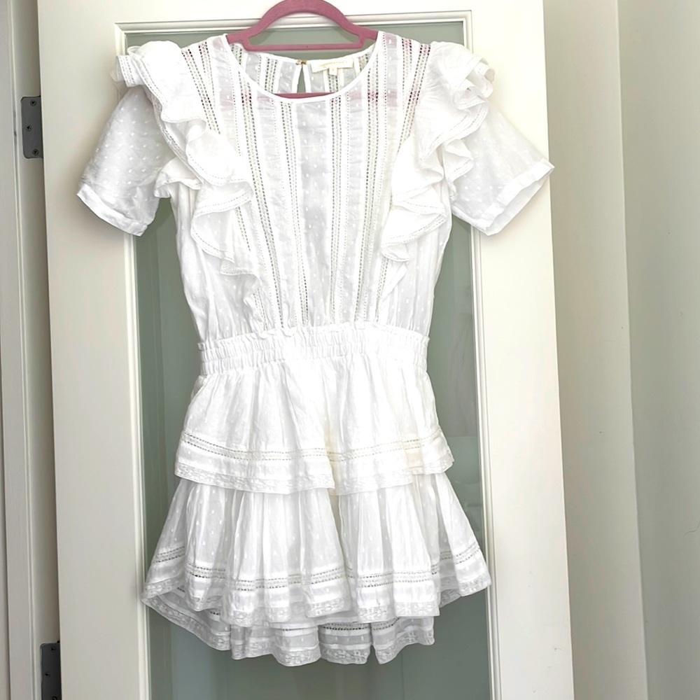 LoveShackFancy White Ruffle Mini Dress